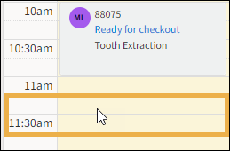 Schedule with a yellow highlight box around the available time slot.